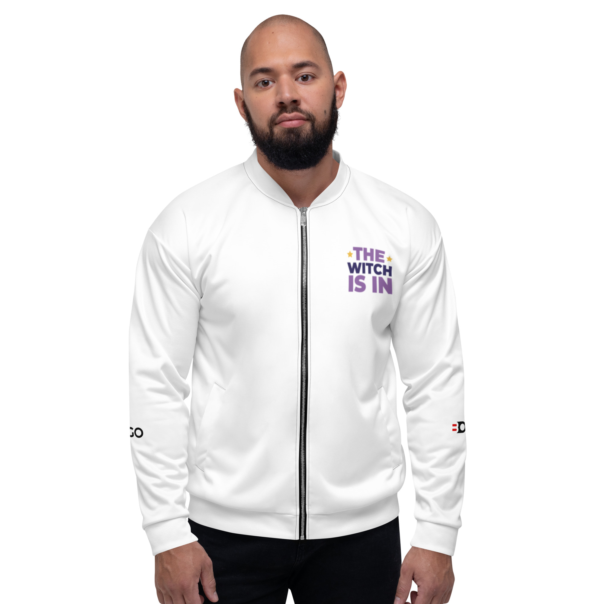 all-over-print-unisex-bomber-jacket-white-front-635bfea00f45d.jpg Unisex Bomber Jacket - Image 1